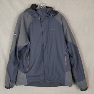 Marmot Jacket Mens Large Gray Waterproof Removable Hood Ski Snowboard Full Zip